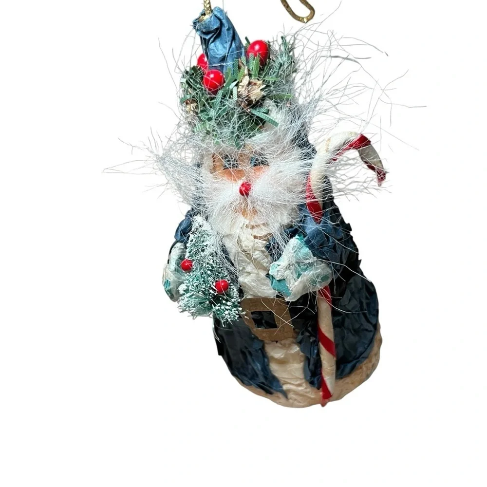 Vintage retro paper Santa 5” ornament Christmas decoration